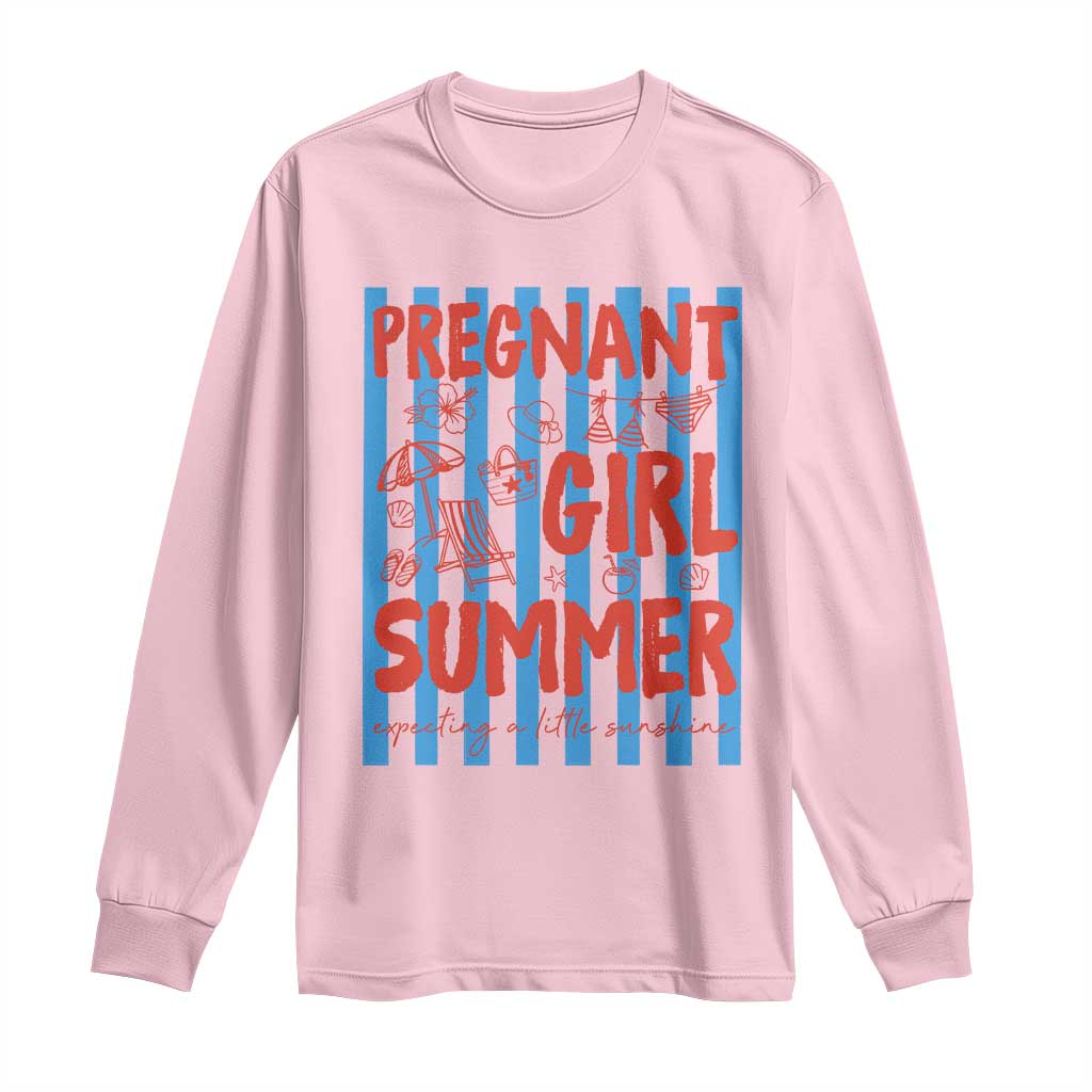 Pregnant Girl Summer Long Sleeve Shirt Funny Beach Pregnancy Announcement