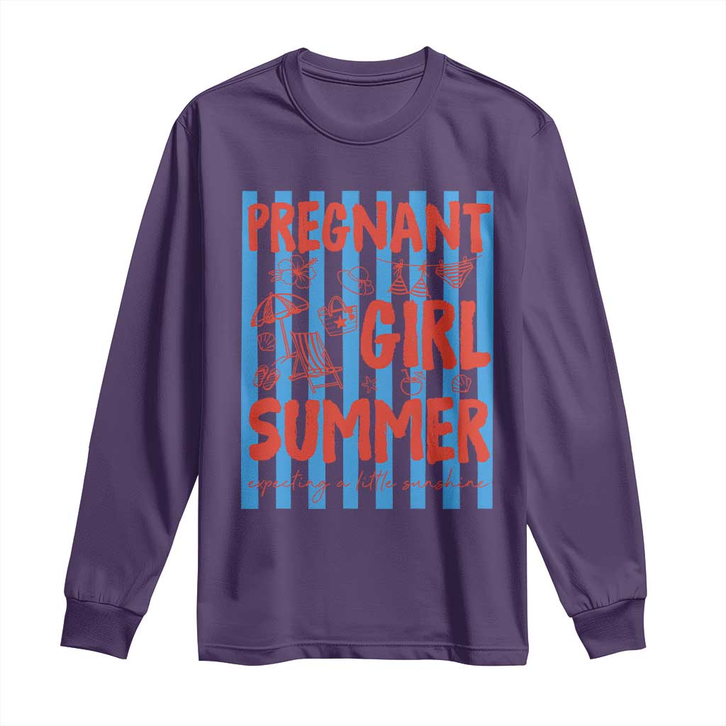 Pregnant Girl Summer Long Sleeve Shirt Funny Beach Pregnancy Announcement