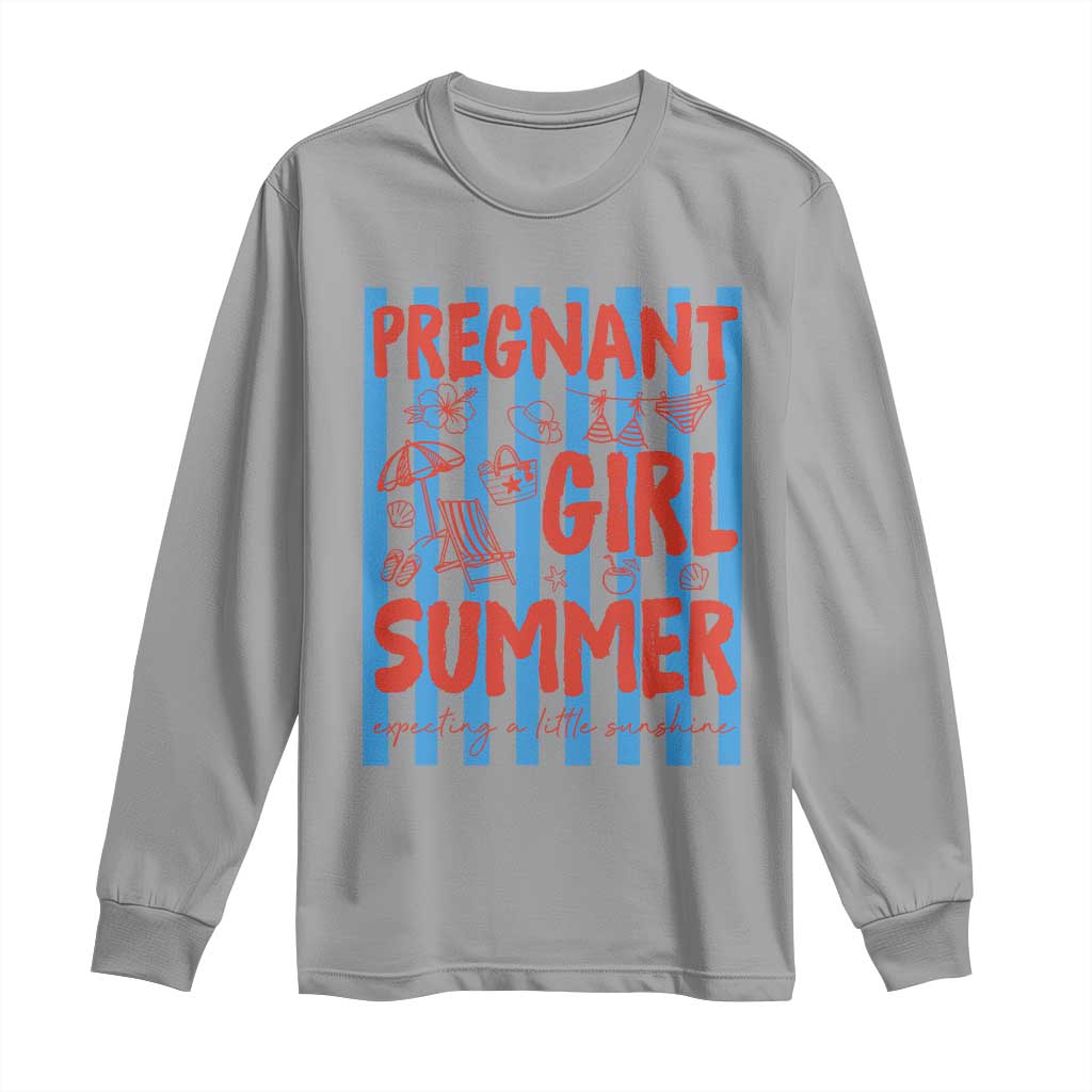 Pregnant Girl Summer Long Sleeve Shirt Funny Beach Pregnancy Announcement