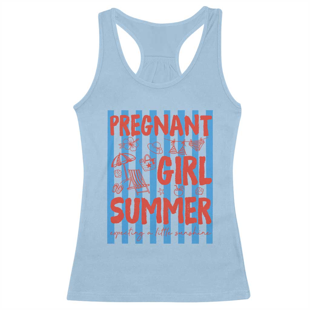 Pregnant Girl Summer Racerback Tank Top Funny Beach Pregnancy Announcement