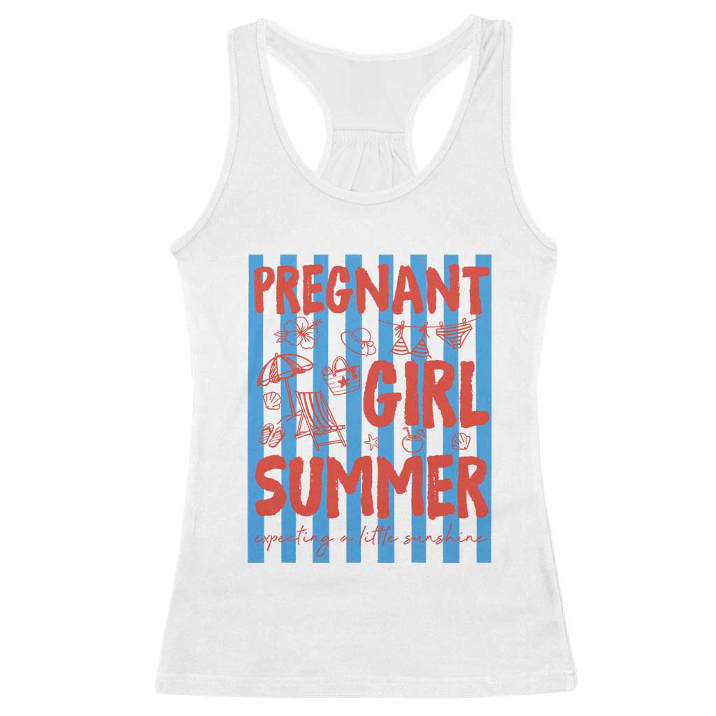 Pregnant Girl Summer Racerback Tank Top Funny Beach Pregnancy Announcement