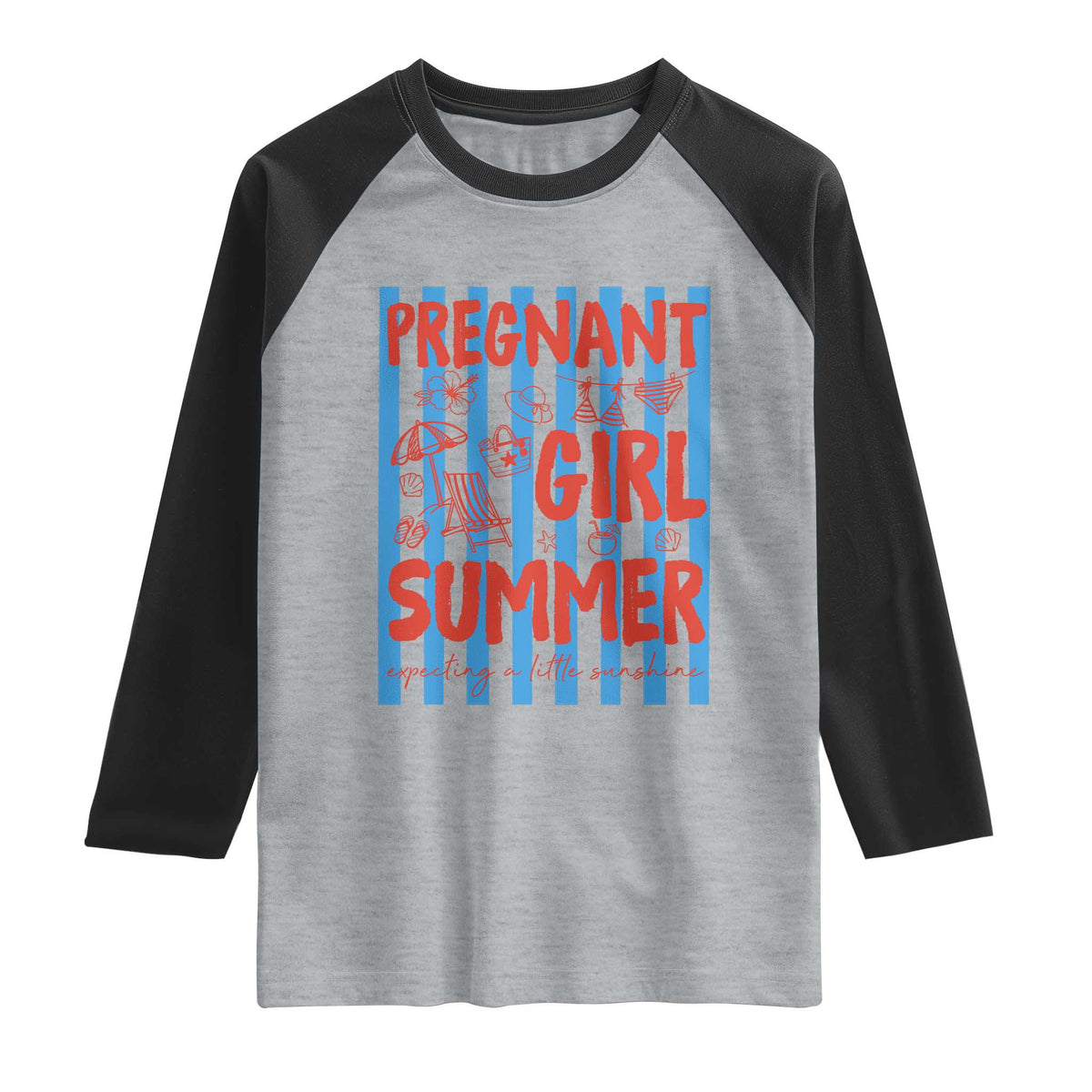 Pregnant Girl Summer Raglan Shirt Funny Beach Pregnancy Announcement