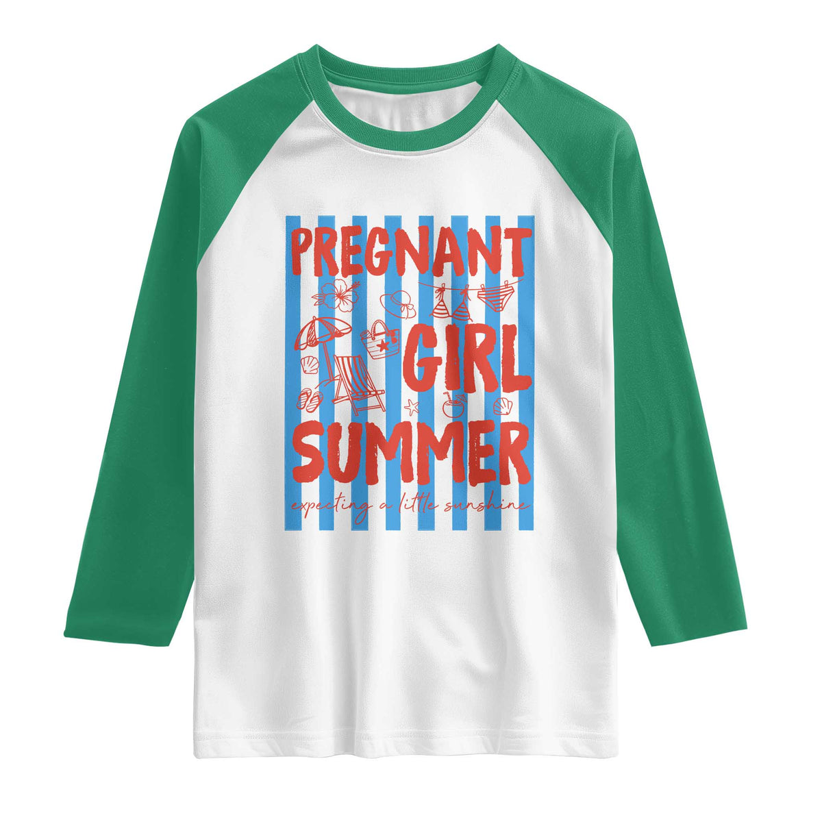 Pregnant Girl Summer Raglan Shirt Funny Beach Pregnancy Announcement
