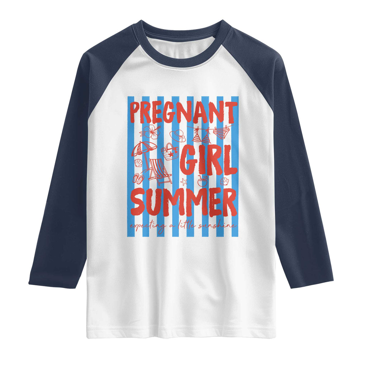 Pregnant Girl Summer Raglan Shirt Funny Beach Pregnancy Announcement