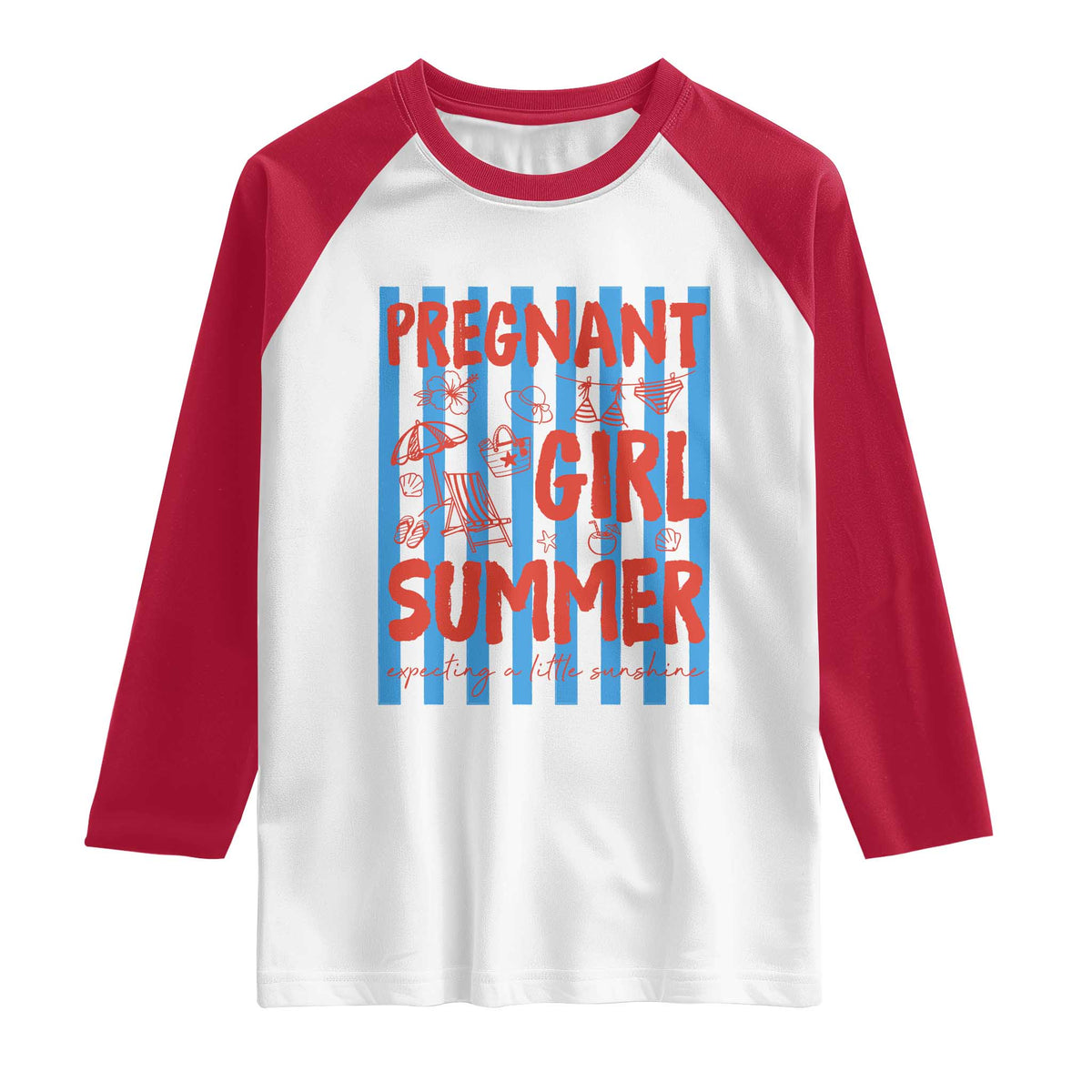 Pregnant Girl Summer Raglan Shirt Funny Beach Pregnancy Announcement