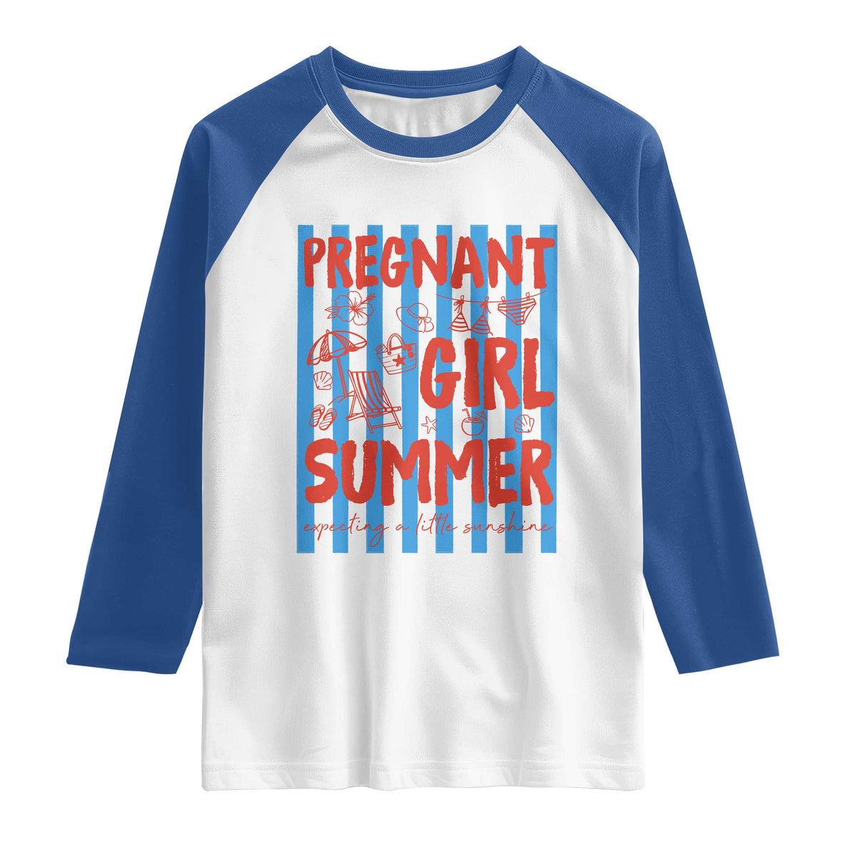 Pregnant Girl Summer Raglan Shirt Funny Beach Pregnancy Announcement