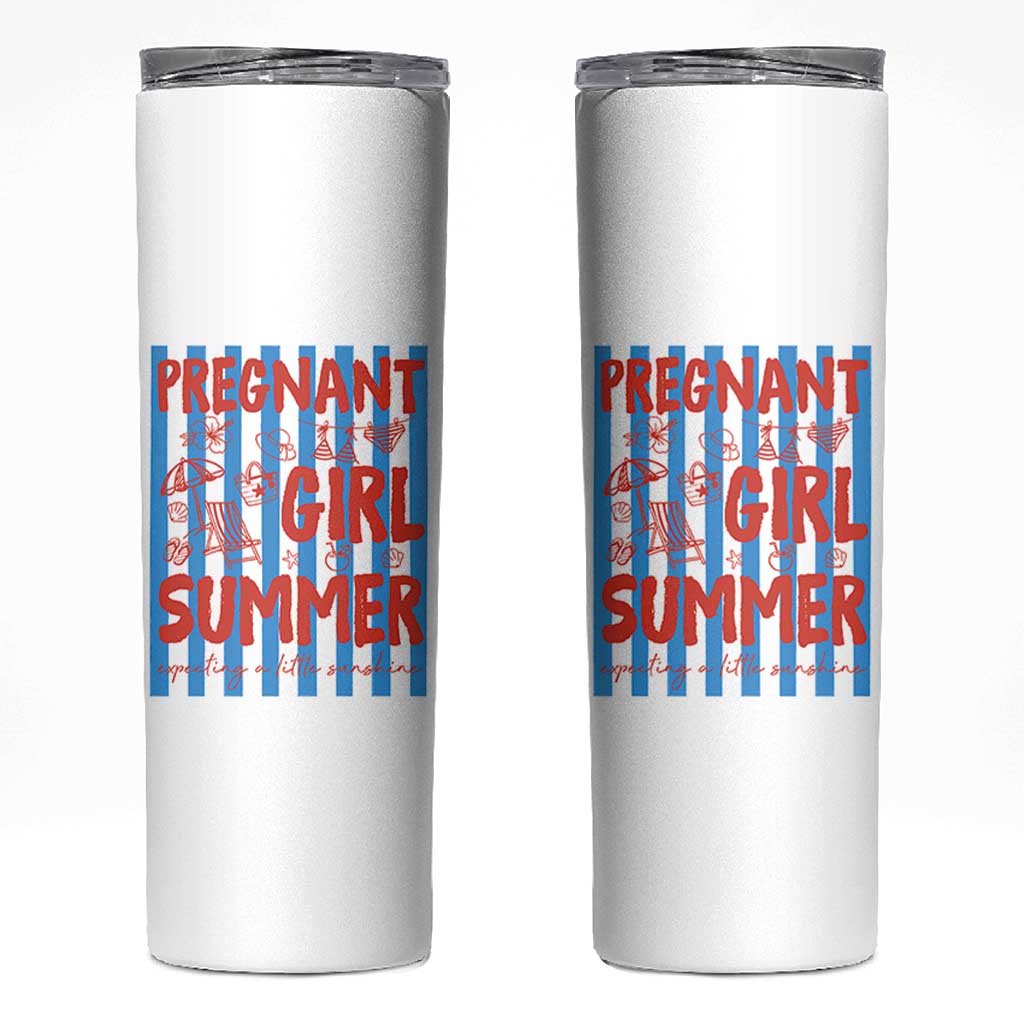 Pregnant Girl Summer Skinny Tumbler Funny Beach Pregnancy Announcement