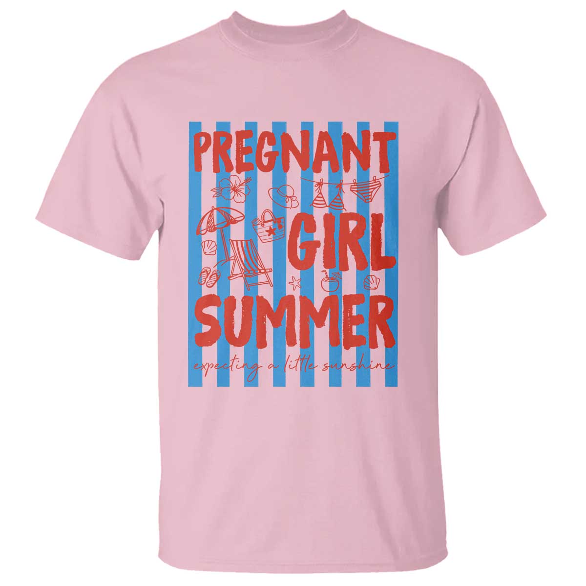 Pregnant Girl Summer T Shirt Funny Beach Pregnancy Announcement