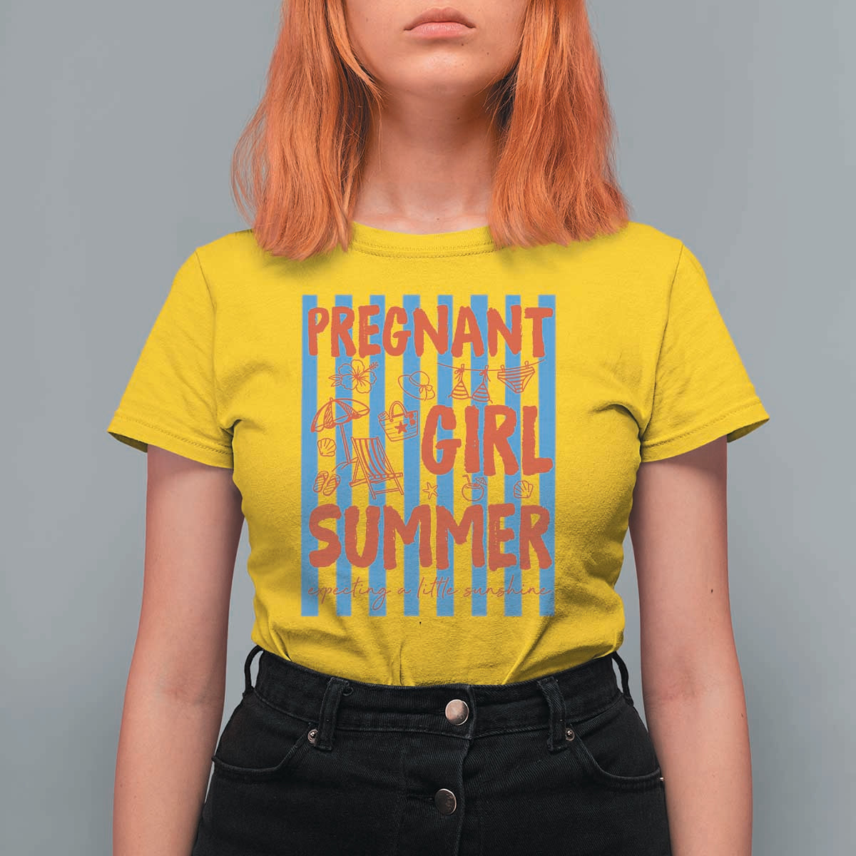 Pregnant Girl Summer T Shirt For Women Funny Beach Pregnancy Announcement