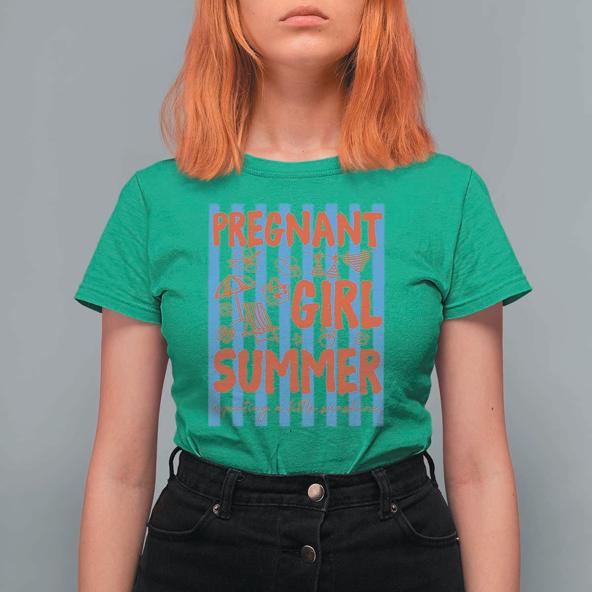 Pregnant Girl Summer T Shirt For Women Funny Beach Pregnancy Announcement