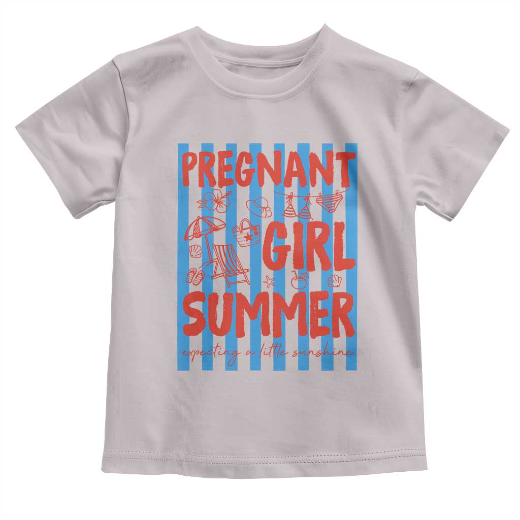 Pregnant Girl Summer Toddler T Shirt Funny Beach Pregnancy Announcement