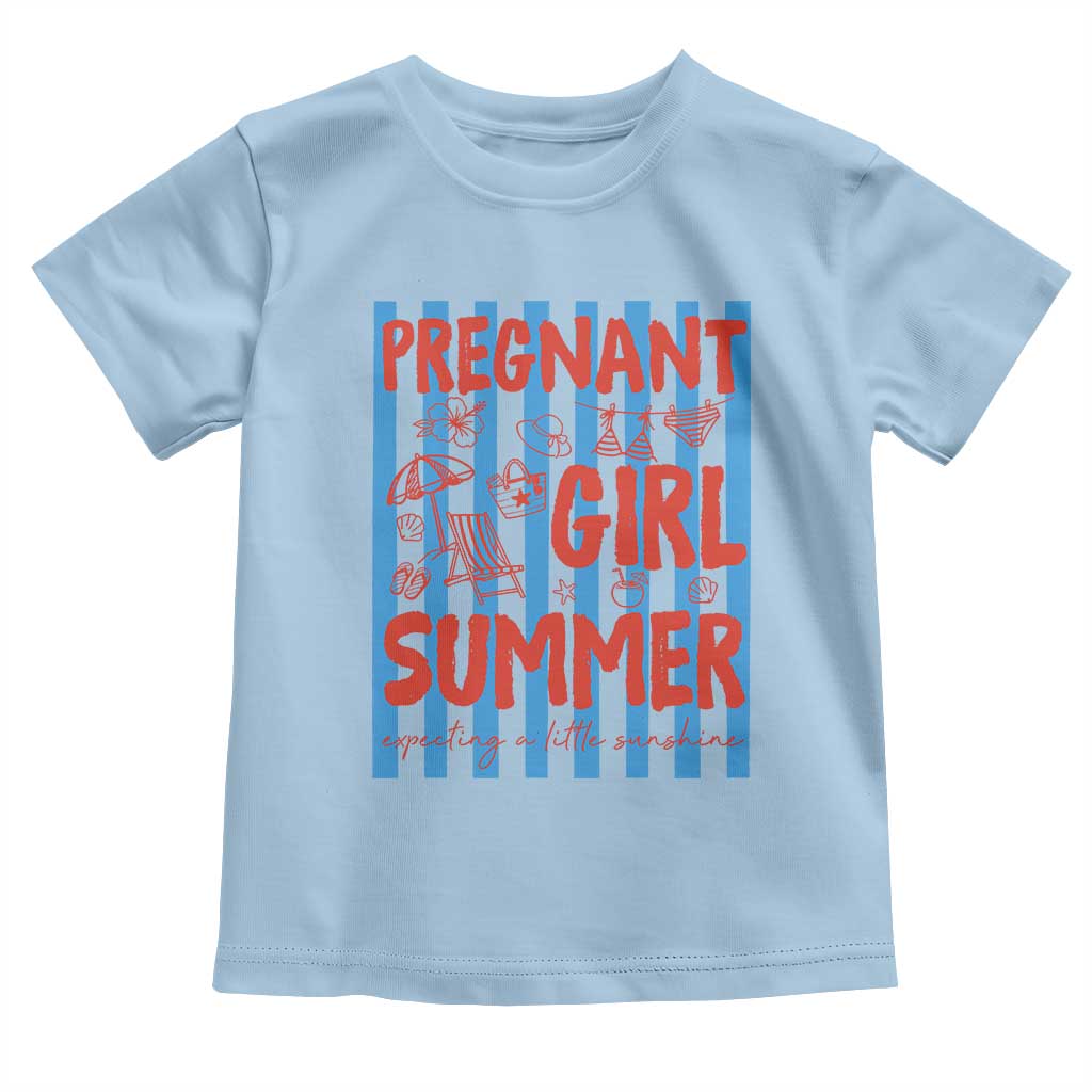 Pregnant Girl Summer Toddler T Shirt Funny Beach Pregnancy Announcement