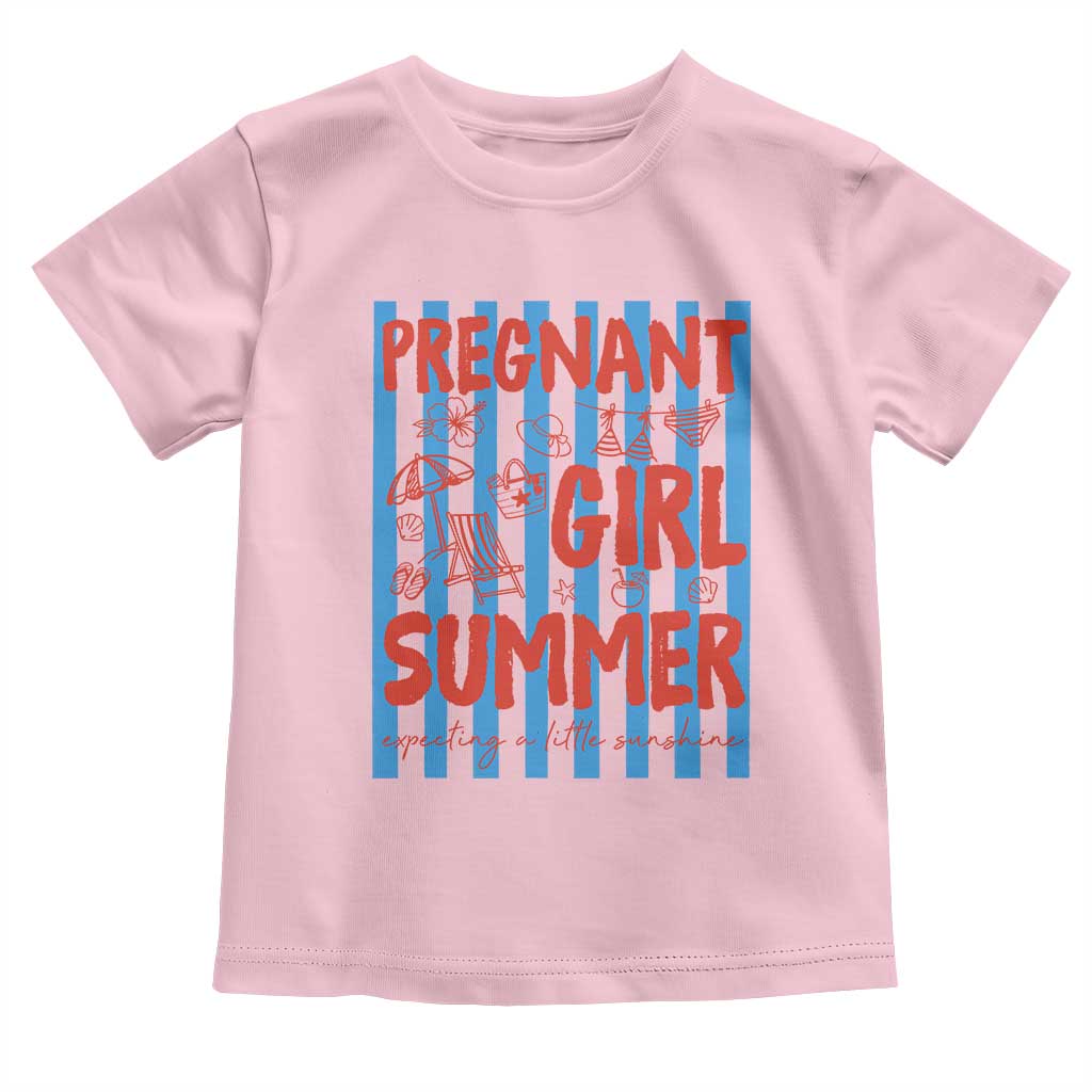 Pregnant Girl Summer Toddler T Shirt Funny Beach Pregnancy Announcement