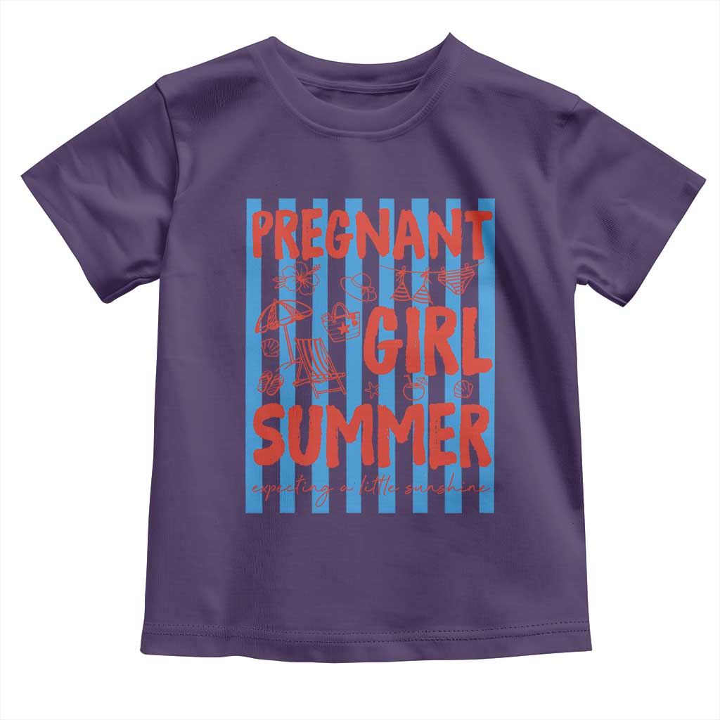 Pregnant Girl Summer Toddler T Shirt Funny Beach Pregnancy Announcement