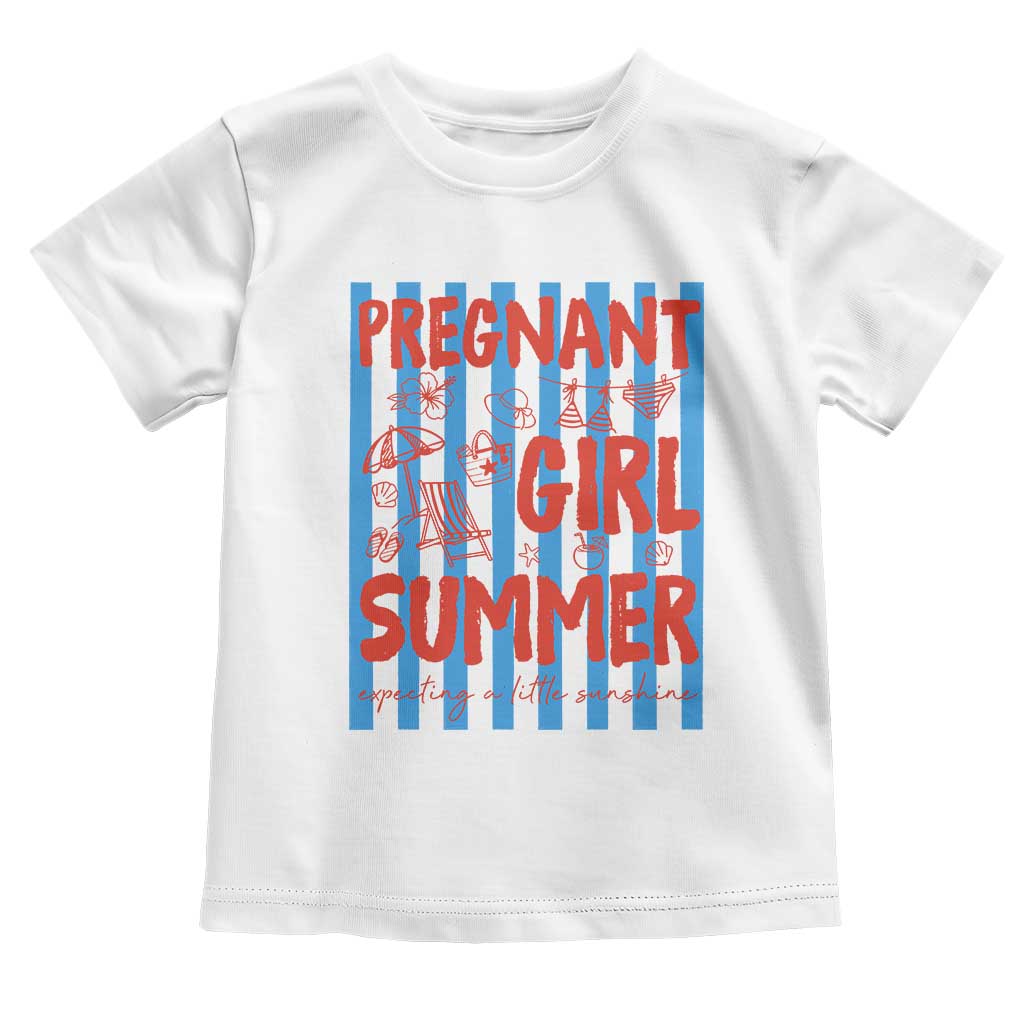 Pregnant Girl Summer Toddler T Shirt Funny Beach Pregnancy Announcement