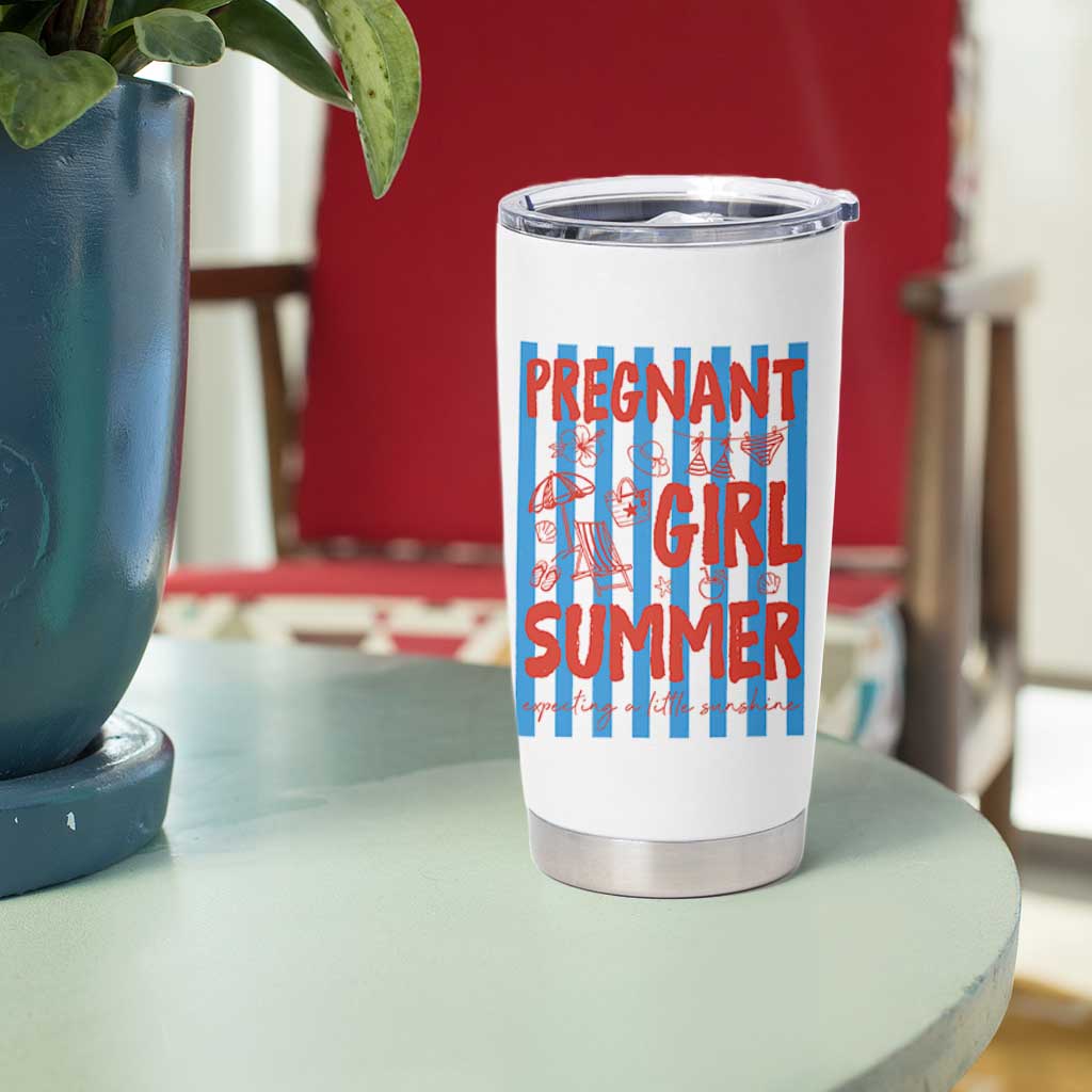 Pregnant Girl Summer Tumbler Cup Funny Beach Pregnancy Announcement