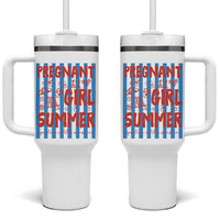 Pregnant Girl Summer Tumbler With Handle Funny Beach Pregnancy Announcement