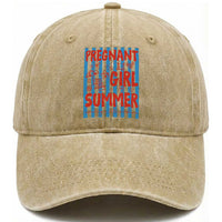 Pregnant Girl Summer Washed Cotton Baseball Cap Funny Beach Pregnancy Announcement