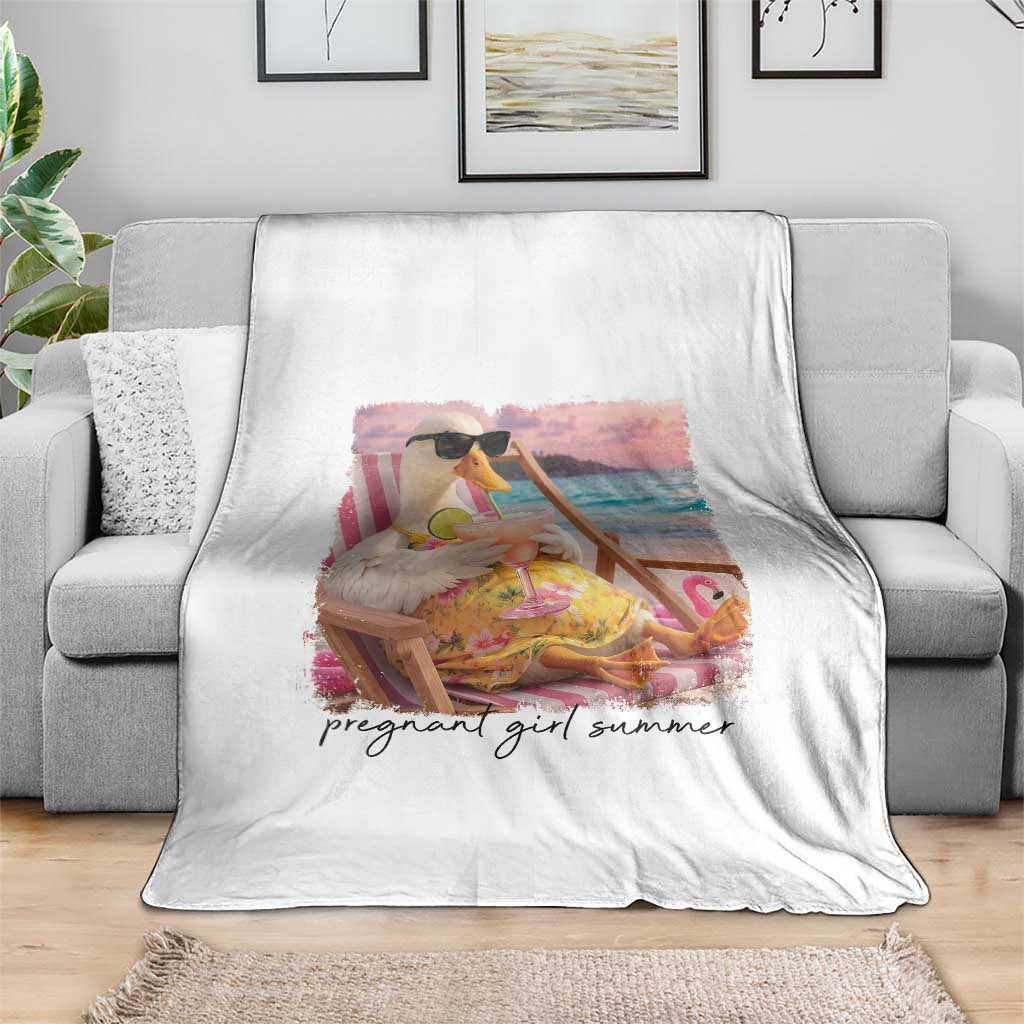 Pregnant Girl Summer Goose Mom Throw Blanket Funny Pregnancy Announcement
