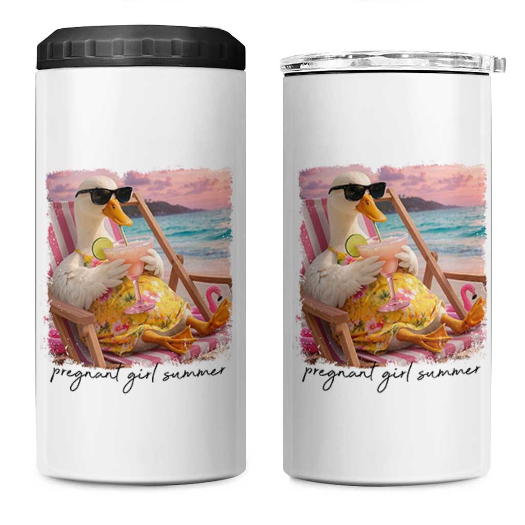 Pregnant Girl Summer Goose Mom 4 in 1 Can Cooler Tumbler Funny Pregnancy Announcement