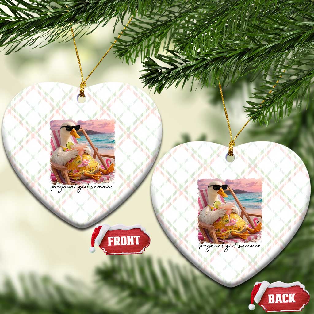 Pregnant Girl Summer Goose Mom Ceramic Ornament Funny Pregnancy Announcement