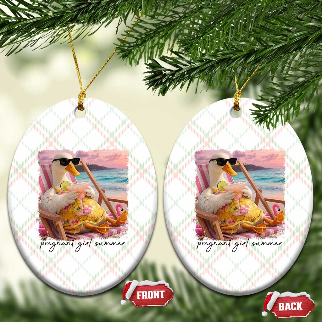 Pregnant Girl Summer Goose Mom Ceramic Ornament Funny Pregnancy Announcement