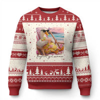 Pregnant Girl Summer Goose Mom Ugly Christmas Sweater Funny Pregnancy Announcement