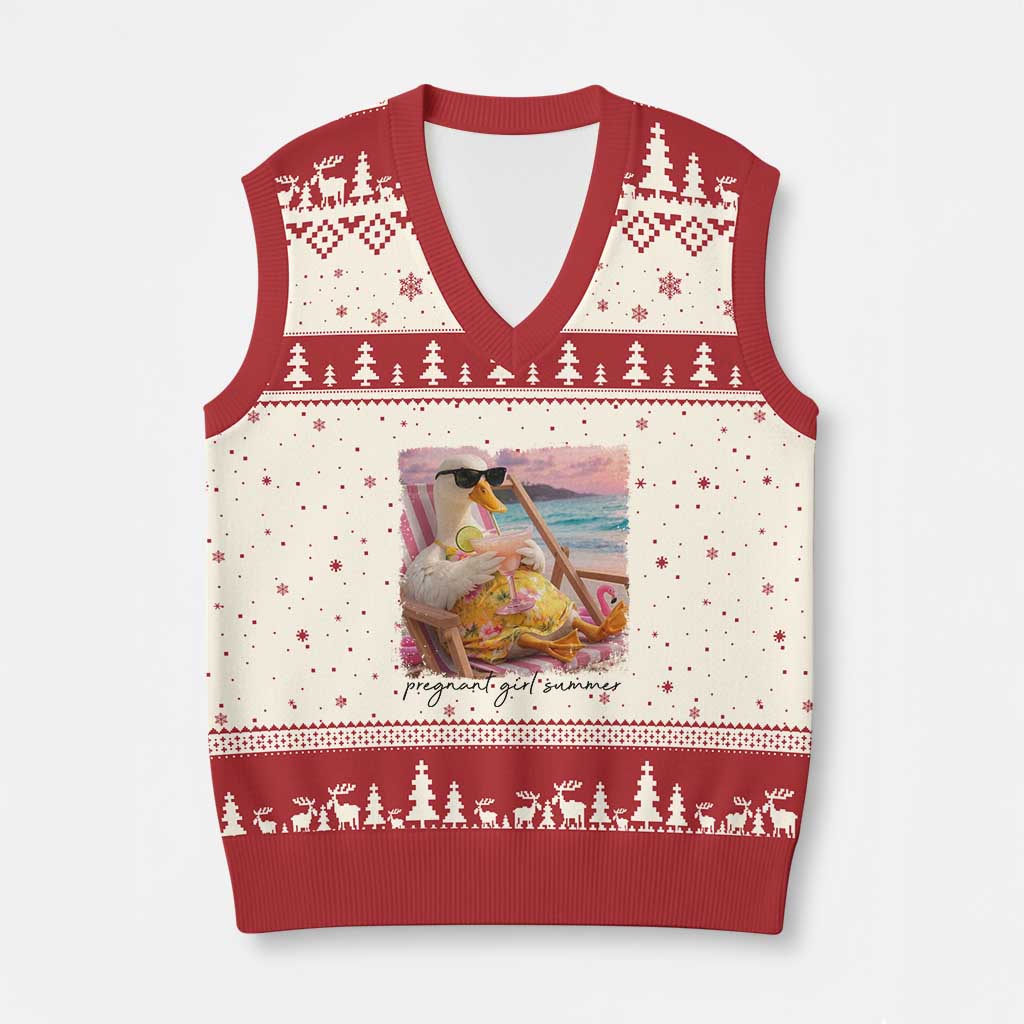 Pregnant Girl Summer Goose Mom V-Neck Knit Sweater Vest Funny Pregnancy Announcement