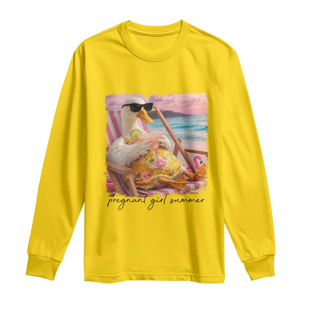 Pregnant Girl Summer Goose Mom Long Sleeve Shirt Funny Pregnancy Announcement