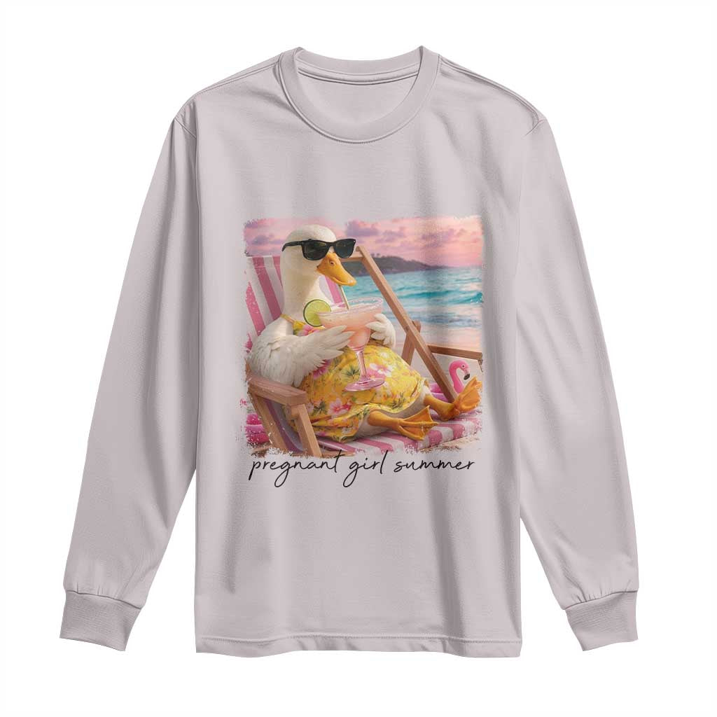 Pregnant Girl Summer Goose Mom Long Sleeve Shirt Funny Pregnancy Announcement