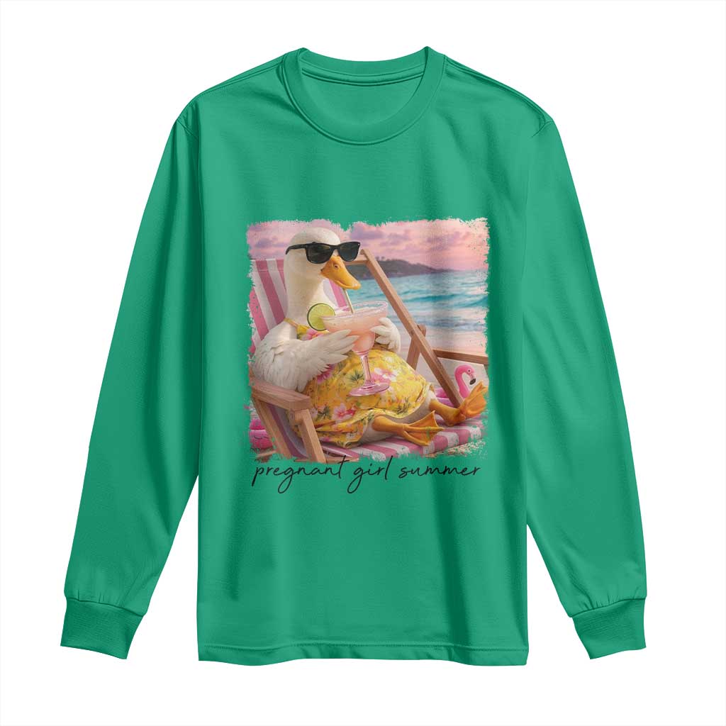Pregnant Girl Summer Goose Mom Long Sleeve Shirt Funny Pregnancy Announcement
