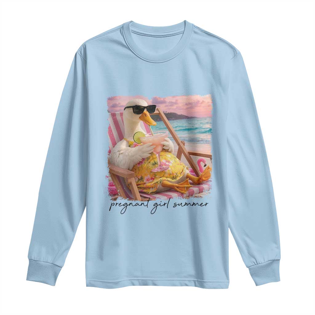Pregnant Girl Summer Goose Mom Long Sleeve Shirt Funny Pregnancy Announcement