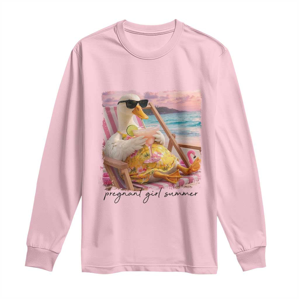 Pregnant Girl Summer Goose Mom Long Sleeve Shirt Funny Pregnancy Announcement