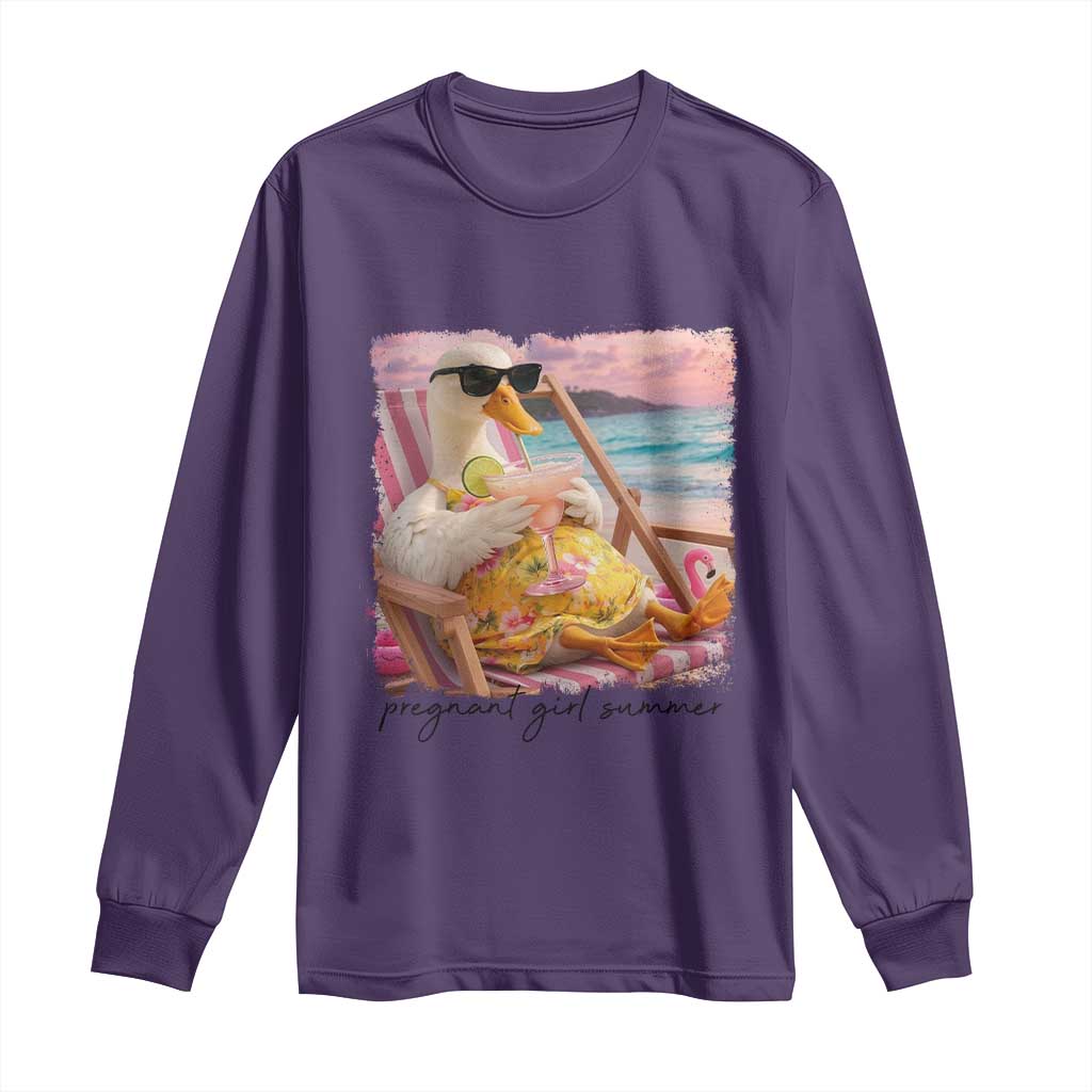 Pregnant Girl Summer Goose Mom Long Sleeve Shirt Funny Pregnancy Announcement
