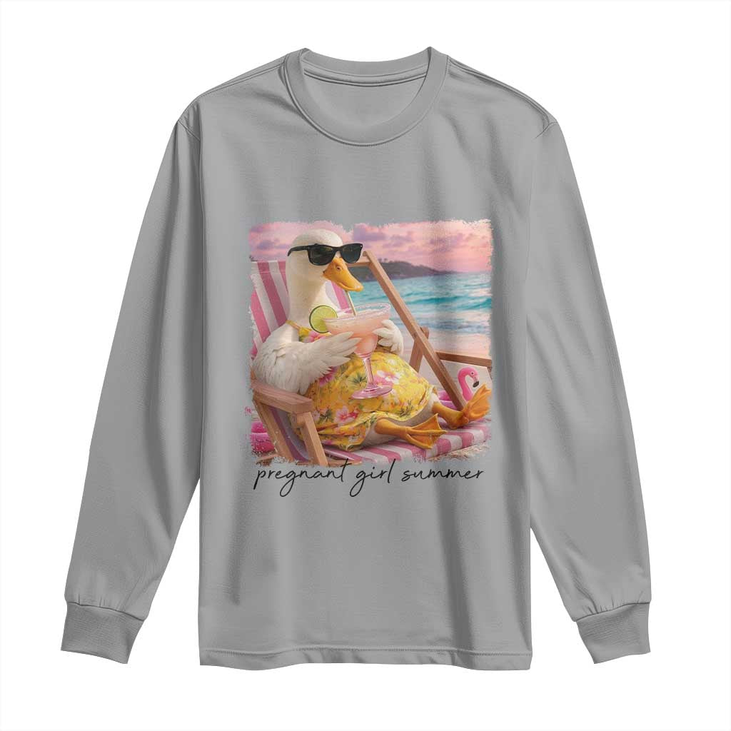 Pregnant Girl Summer Goose Mom Long Sleeve Shirt Funny Pregnancy Announcement