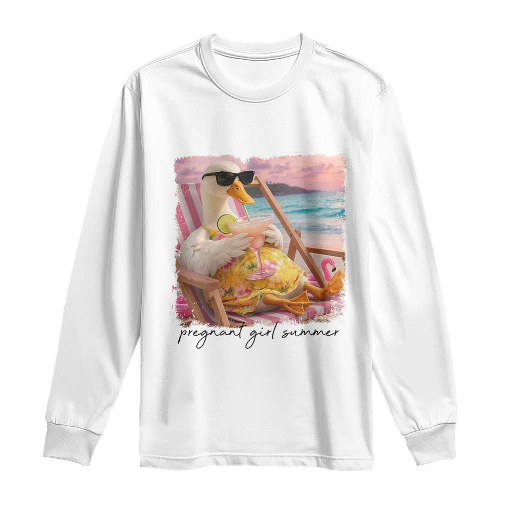 Pregnant Girl Summer Goose Mom Long Sleeve Shirt Funny Pregnancy Announcement