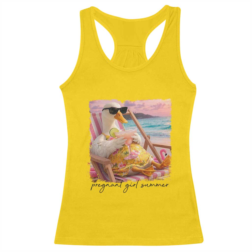 Pregnant Girl Summer Goose Mom Racerback Tank Top Funny Pregnancy Announcement