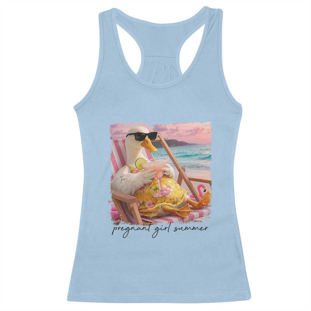 Pregnant Girl Summer Goose Mom Racerback Tank Top Funny Pregnancy Announcement