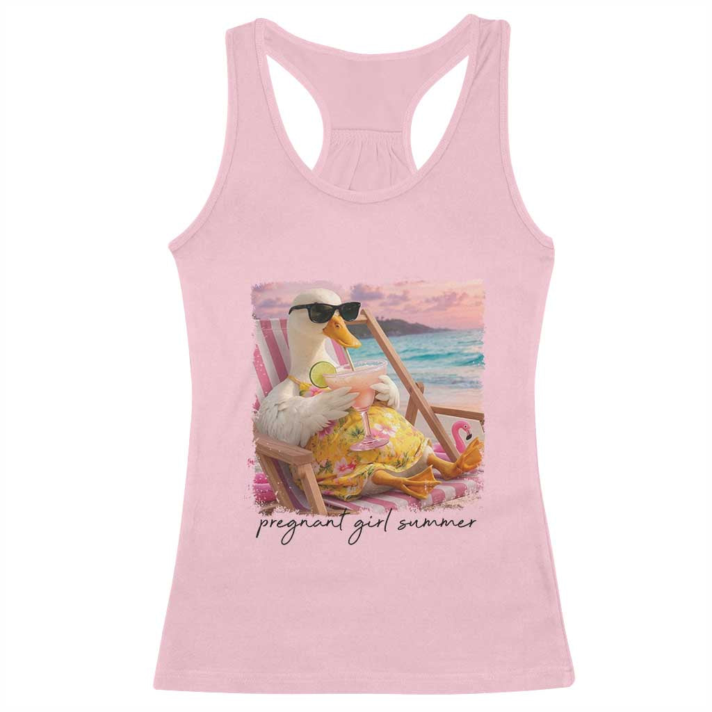 Pregnant Girl Summer Goose Mom Racerback Tank Top Funny Pregnancy Announcement
