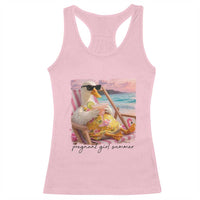 Pregnant Girl Summer Goose Mom Racerback Tank Top Funny Pregnancy Announcement