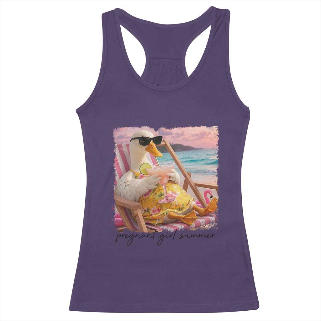Pregnant Girl Summer Goose Mom Racerback Tank Top Funny Pregnancy Announcement