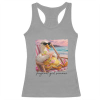 Pregnant Girl Summer Goose Mom Racerback Tank Top Funny Pregnancy Announcement