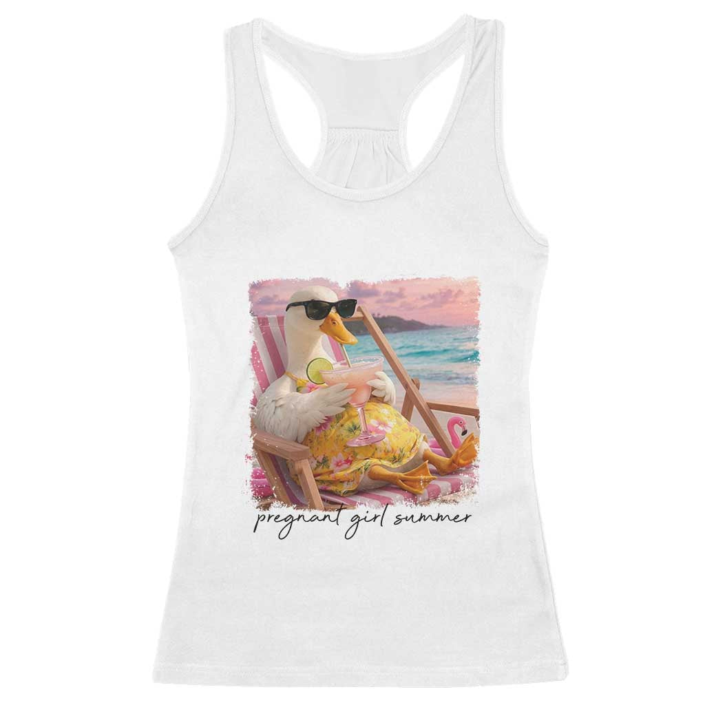Pregnant Girl Summer Goose Mom Racerback Tank Top Funny Pregnancy Announcement