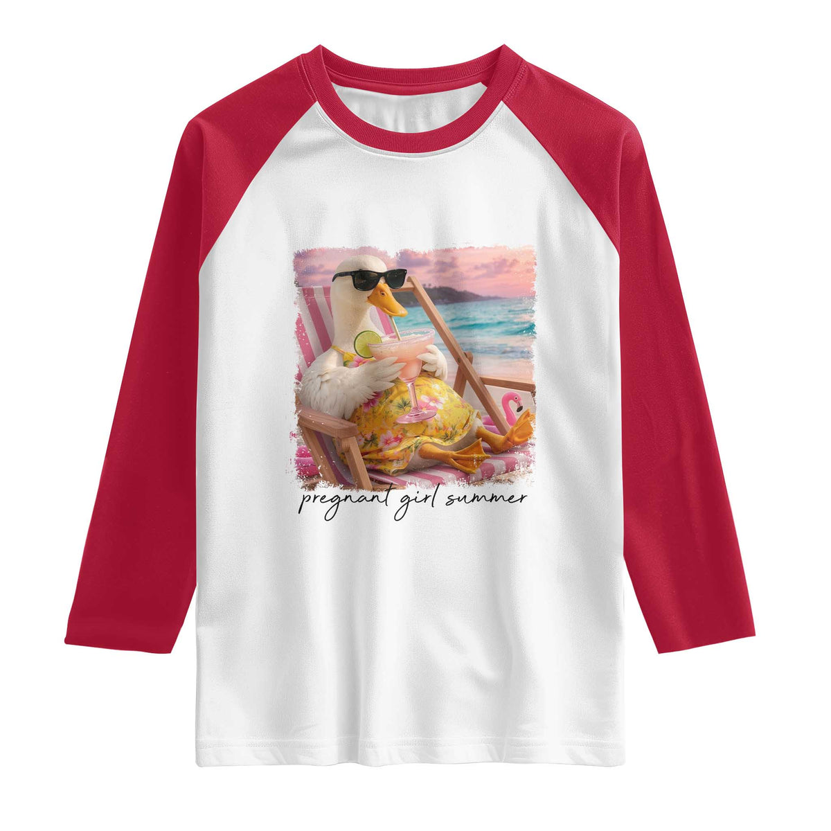 Pregnant Girl Summer Goose Mom Raglan Shirt Funny Pregnancy Announcement