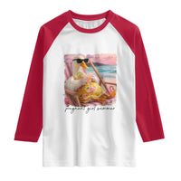 Pregnant Girl Summer Goose Mom Raglan Shirt Funny Pregnancy Announcement