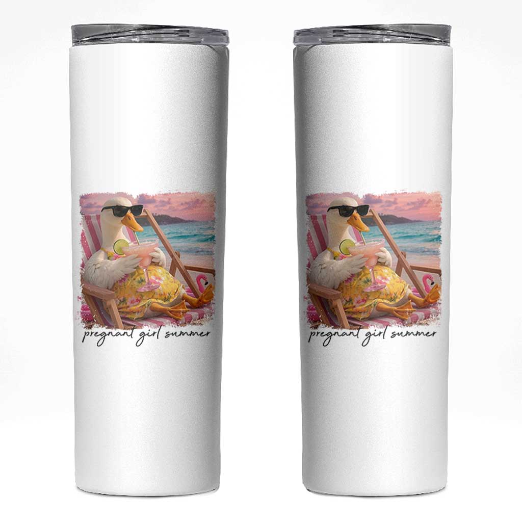 Pregnant Girl Summer Goose Mom Skinny Tumbler Funny Pregnancy Announcement