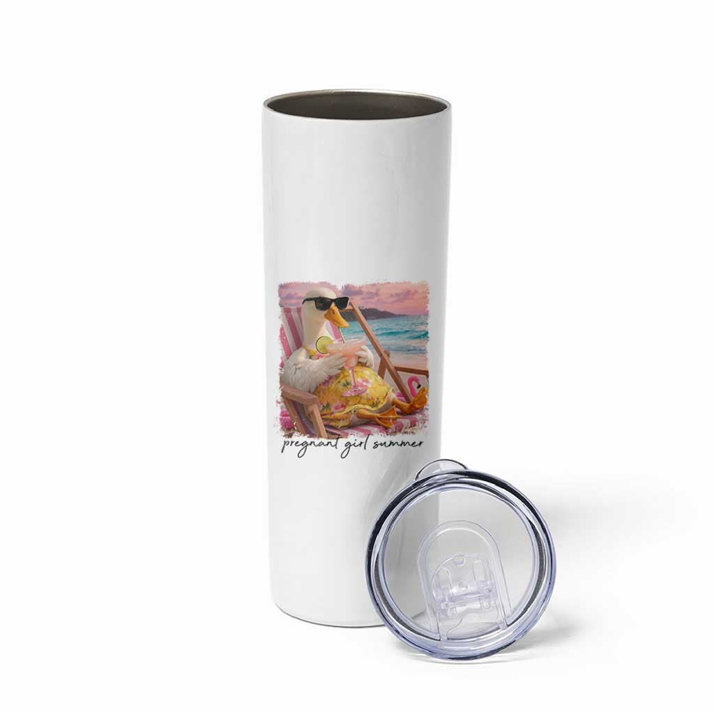 Pregnant Girl Summer Goose Mom Skinny Tumbler Funny Pregnancy Announcement