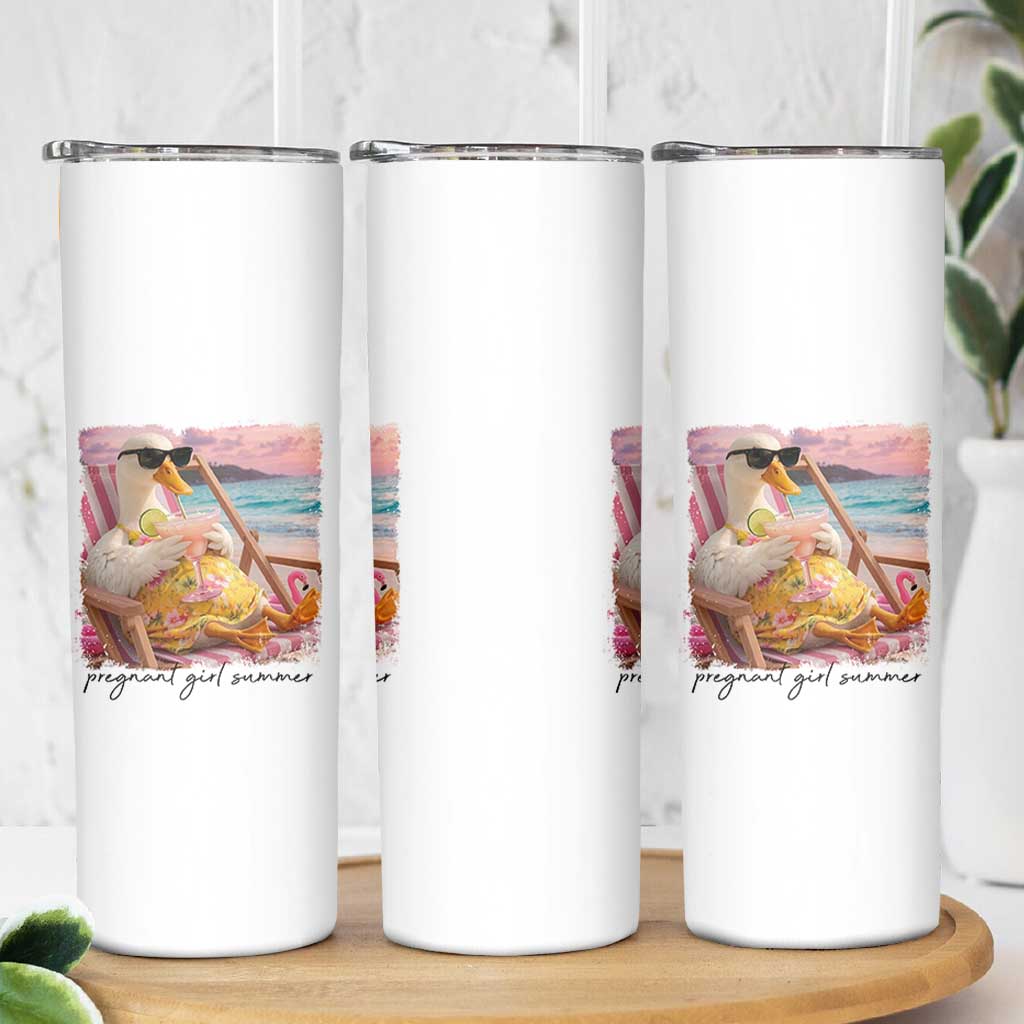 Pregnant Girl Summer Goose Mom Skinny Tumbler Funny Pregnancy Announcement