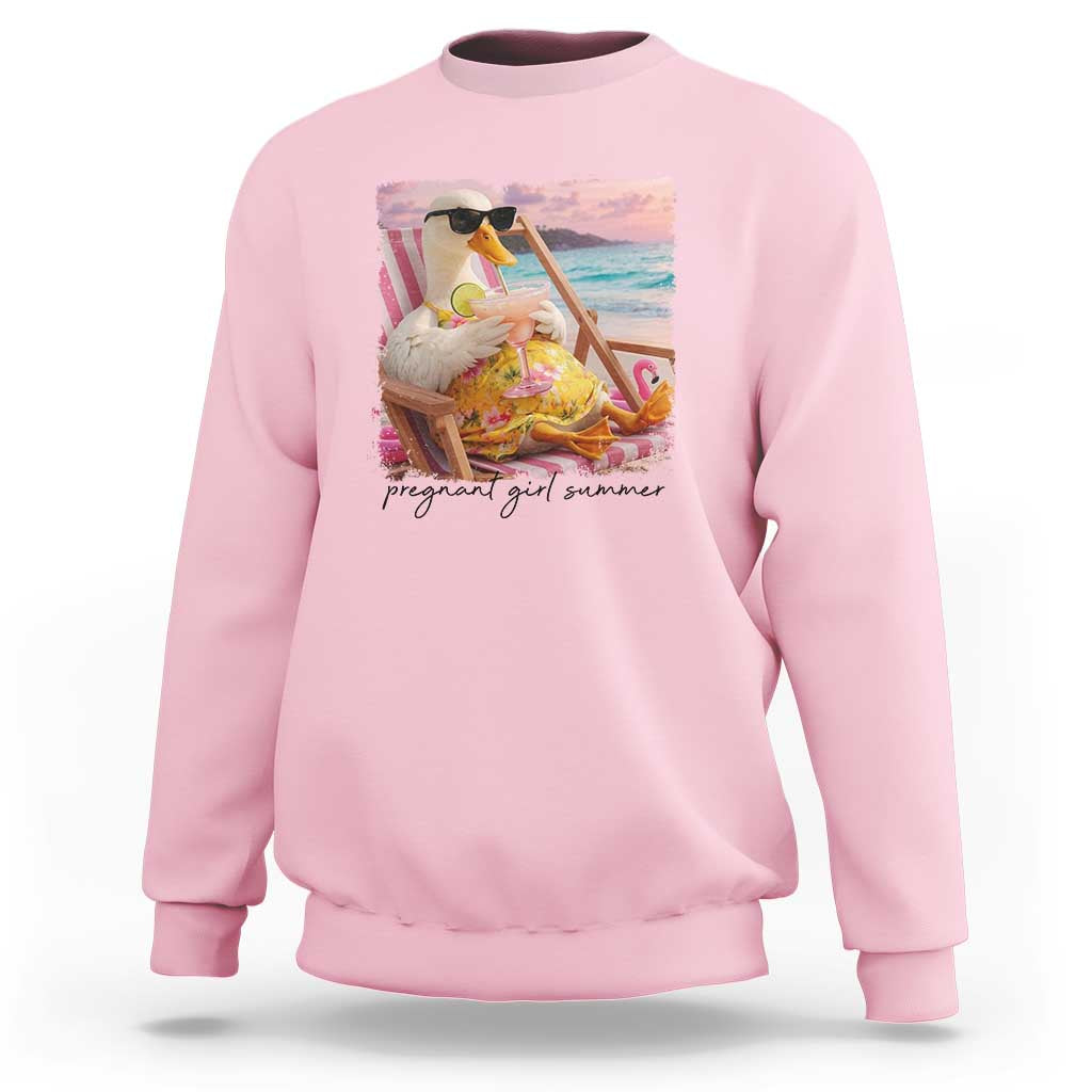 Pregnant Girl Summer Goose Mom Sweatshirt Funny Pregnancy Announcement