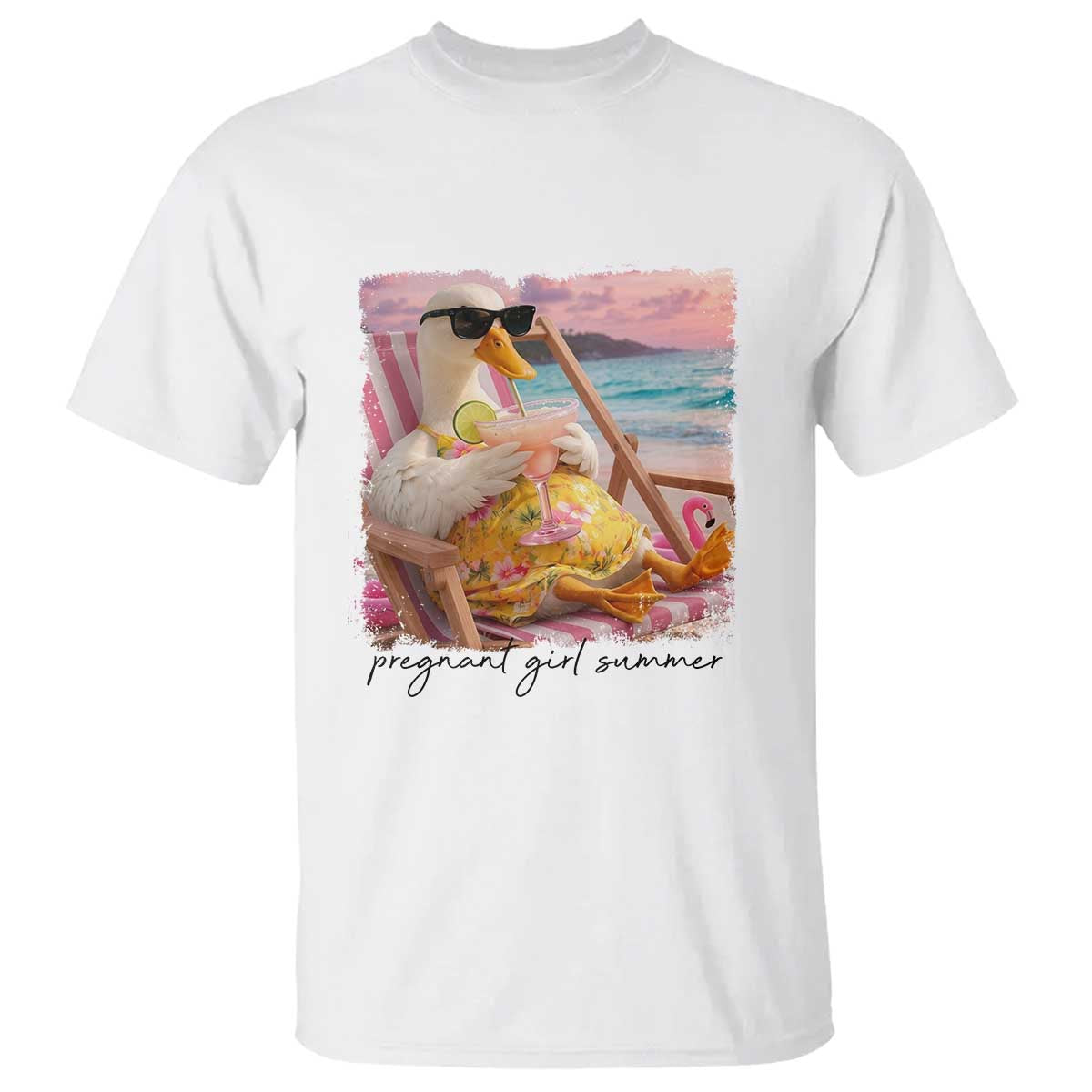 Pregnant Girl Summer Goose Mom T Shirt Funny Pregnancy Announcement